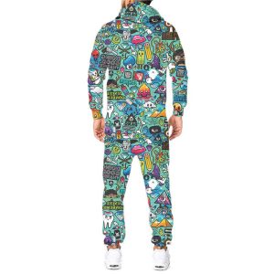 Grenouillère Homme Adulte Zippée à Capuche - Pyjama One Piece, Combinaison Chaude, Décontractée